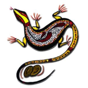 An aboriginal art styled lizard