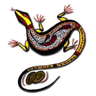 An aboriginal art styled lizard